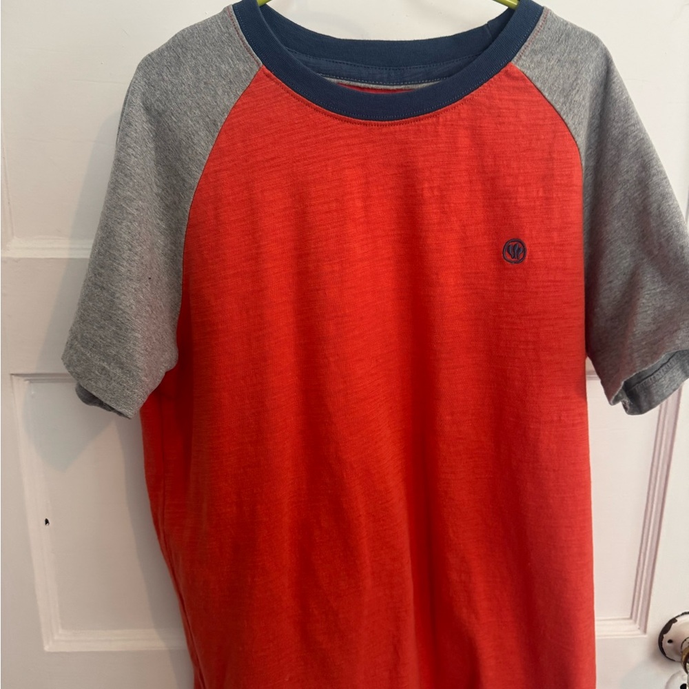 Fat Face Red and Gray Kids Raglan Tee